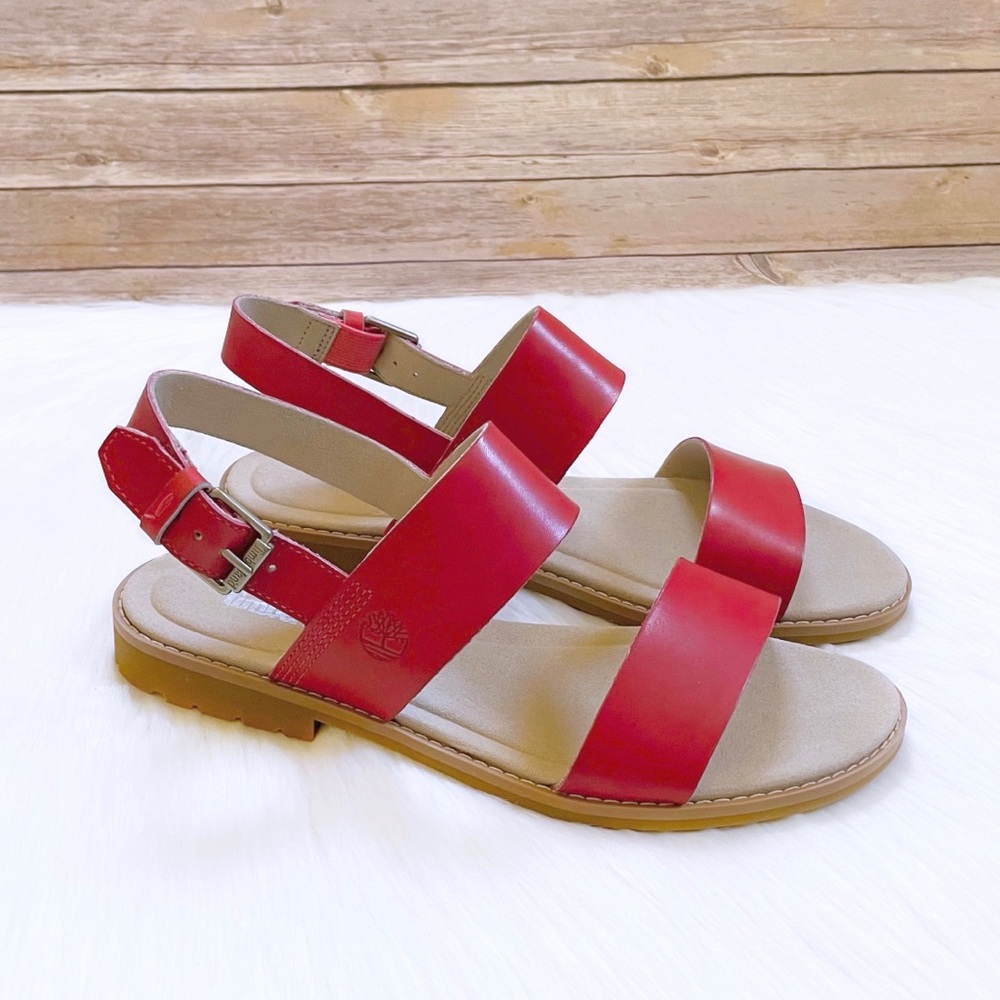 Timberland Chicago Riverside Red Leather Sandals - Picture 1 of 7